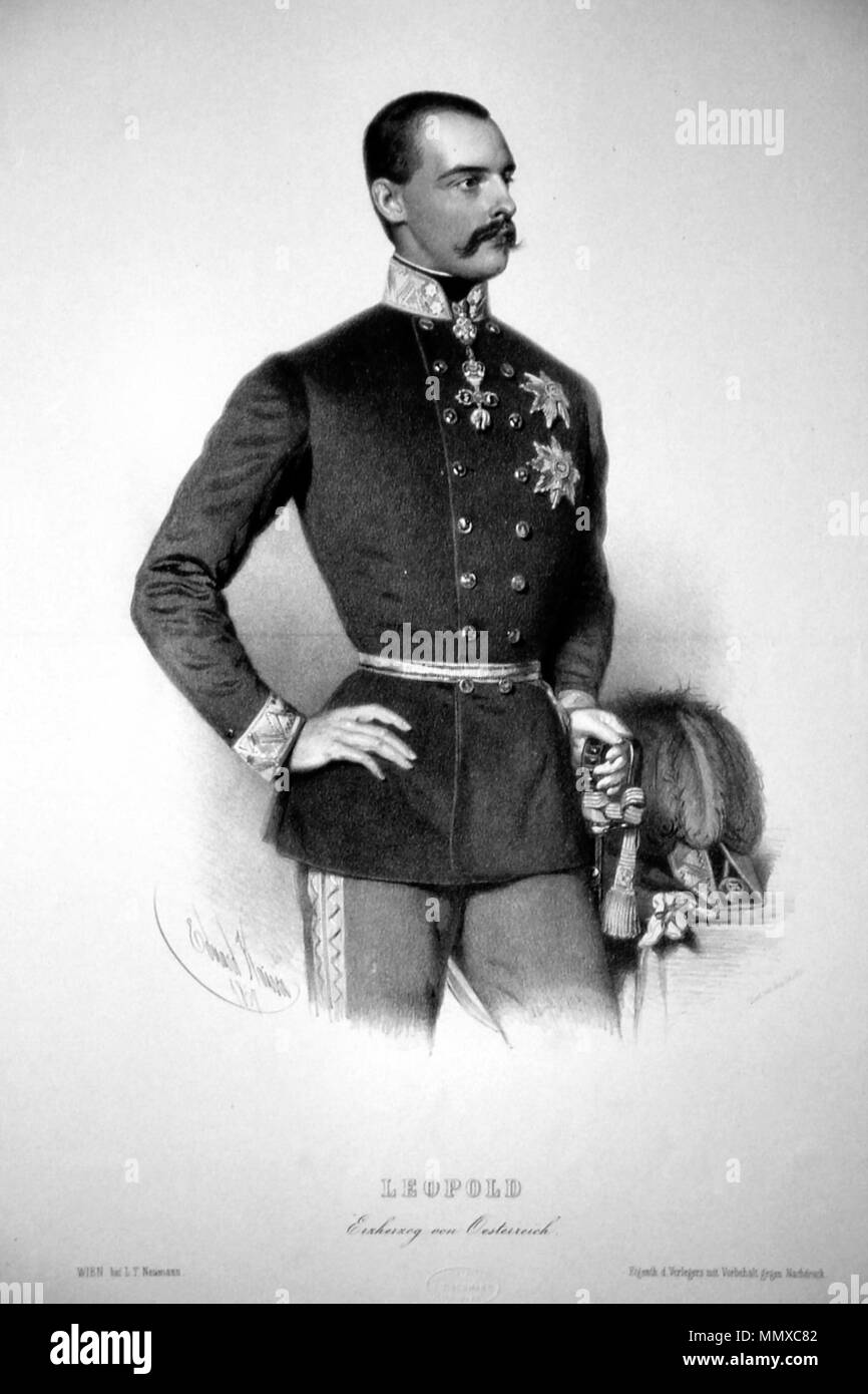. Deutsch: Leopold von Österreich (1823-1898), Erzherzog, General der Kavallerie. Lithographie von Eduard Kaiser, 1857.  . 1857. Eduard Kaiser (1820-1895) Erzherzog Leopold Litho Stock Photo