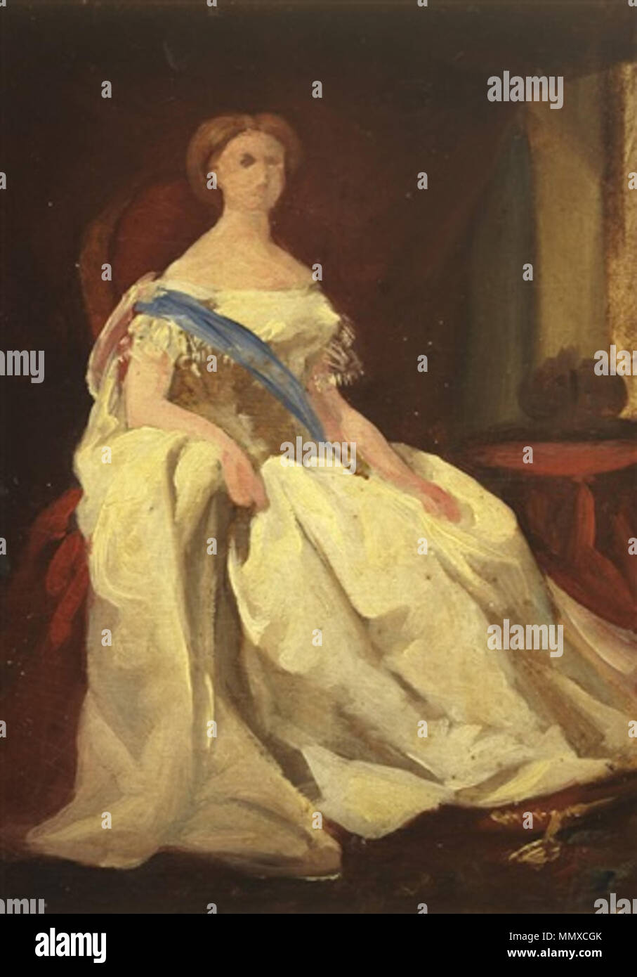 Estudo para o retrato da rainha D. Estefânia - Miguel Ângelo Lupi (1826-1883) Stock Photo