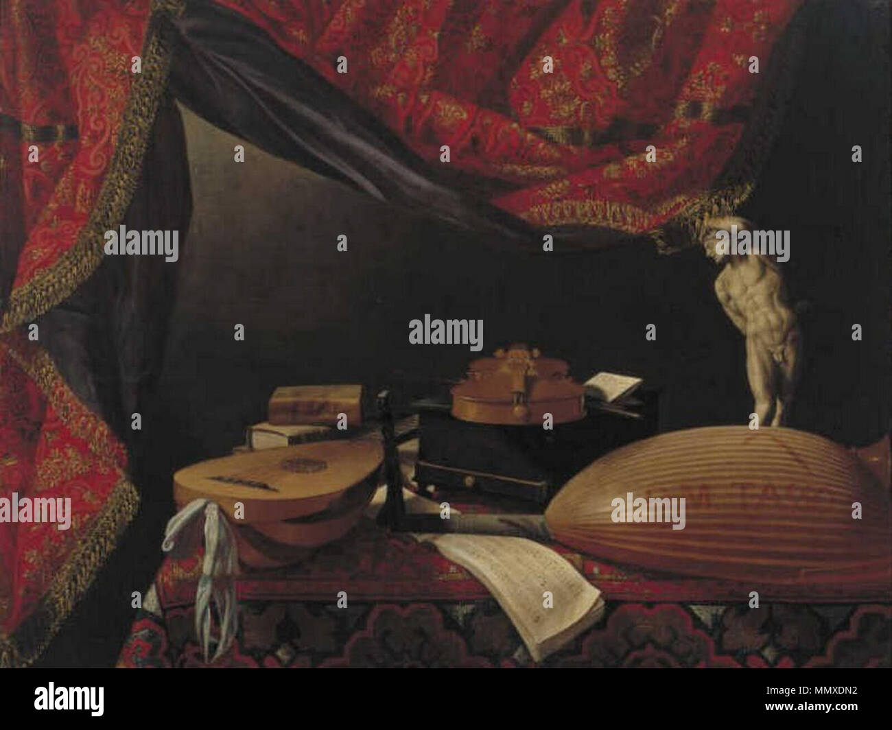 Still Life Instruments Still life with musical instruments, books and sculpture.. circa 1650 ...