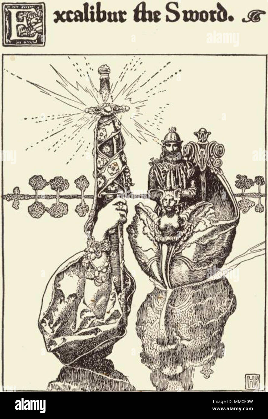 . Excalibur the Sword.  . 1902. Excalibur the Sword, Howard Pyle 1902 Stock Photo