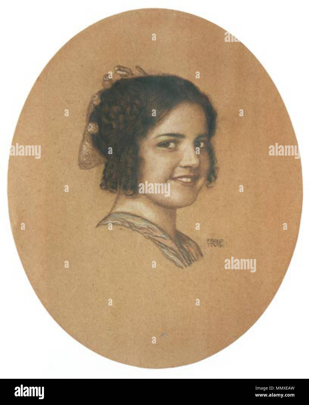 .  Deutsch: Bildnis der Tochter Mary Stuck  Portrait of Mary Stuck. circa 1912. Franz Stuck Portrait der Tochter Stock Photo