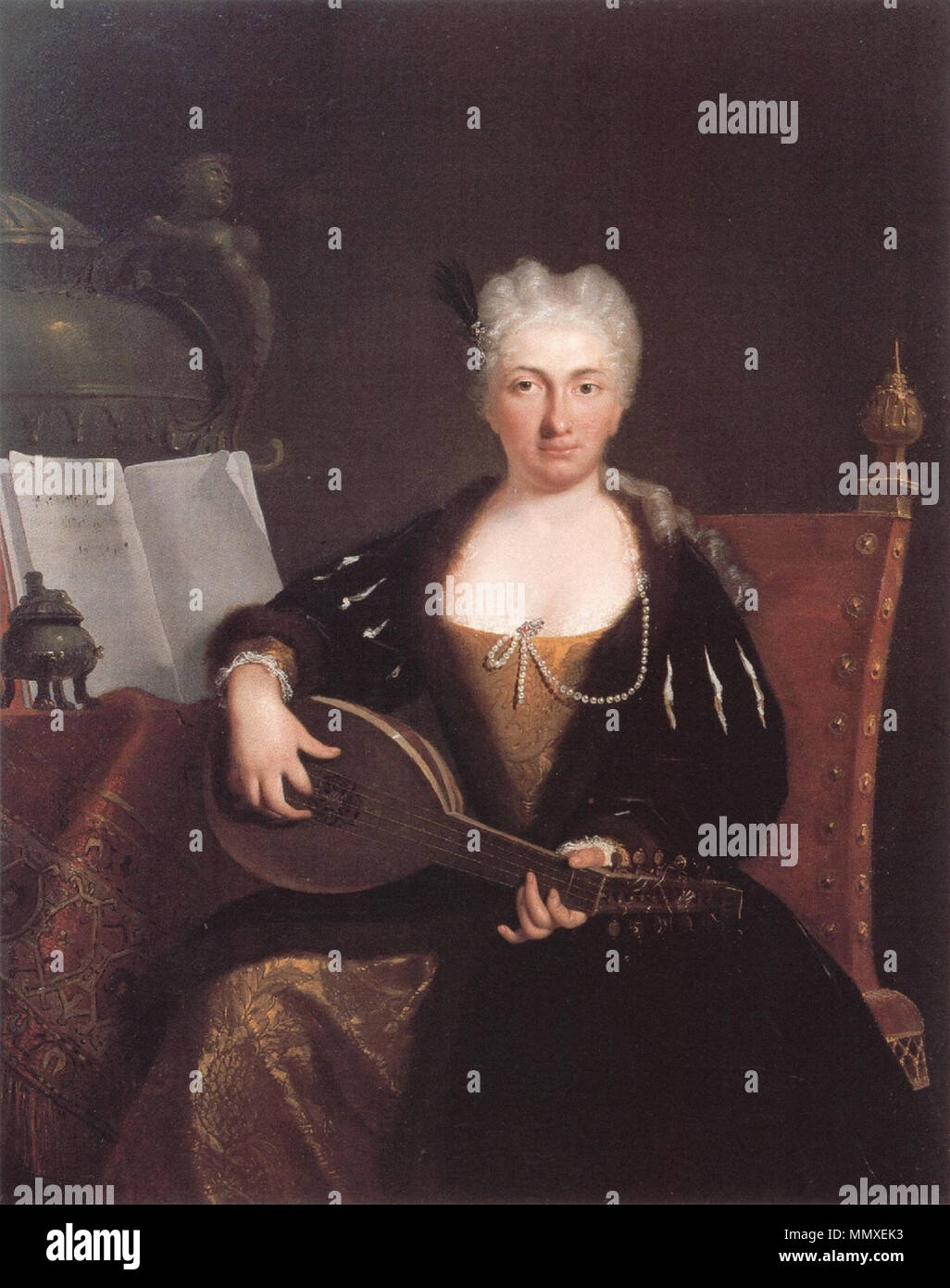 . Portrait of Faustina Bordoni (1697-1781), Italian opera singer  . circa 1730. Faustina Bordoni by Nazari Stock Photo