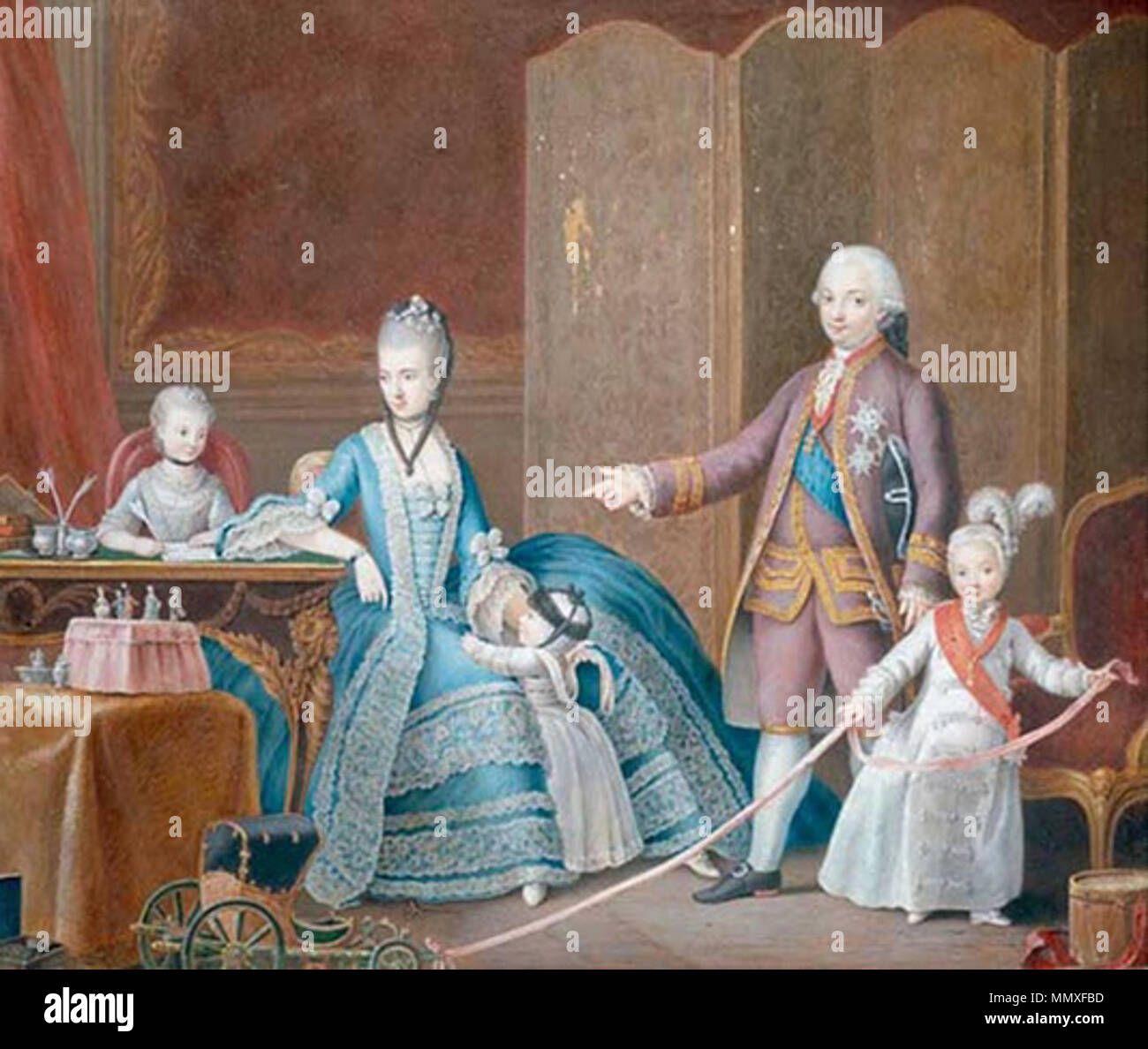 English: The family of Ferdinand of Bourbon-Parma . 1776. Ferdinand of Parma family Stock Photo