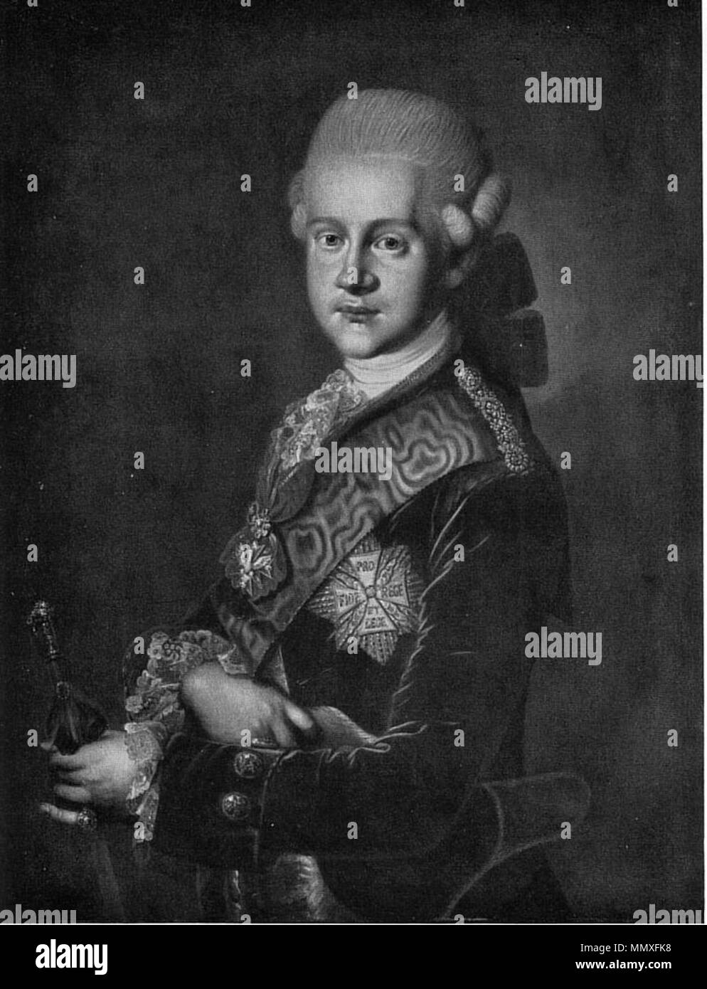 Portrait of Karl August, Grand Duke of Saxe-Weimar-Eisenach (1757-1828). circa 1773. HerzogCarlAugustVonSachsenWeimarOelgemaeldeVonHeinsiusS57 Stock Photo