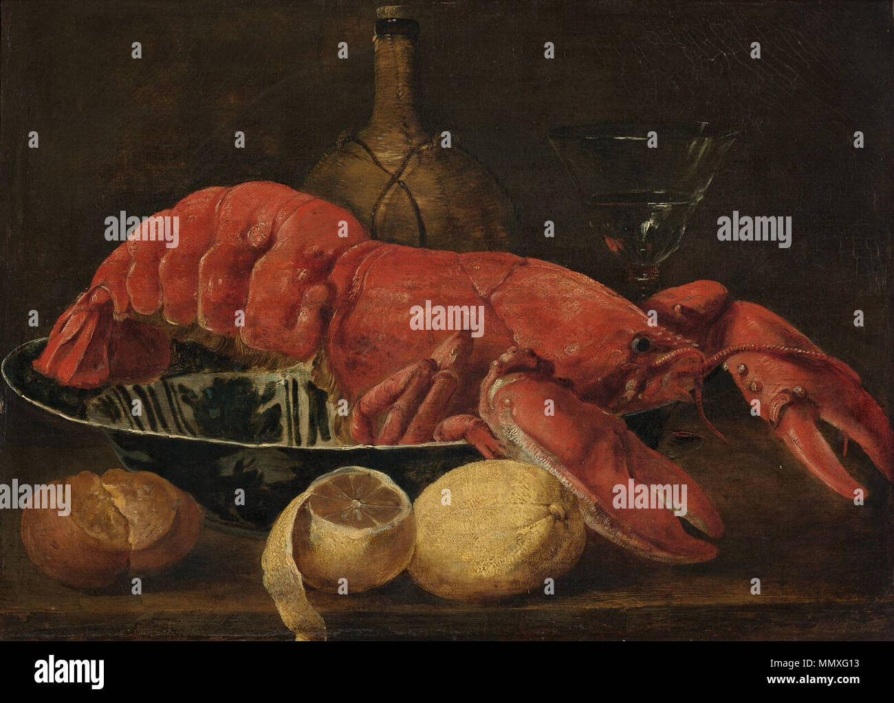 A Lobster in a Porcelain Dish. Between 1640 and 1645. Joannes Fijt 001 Stock Photo
