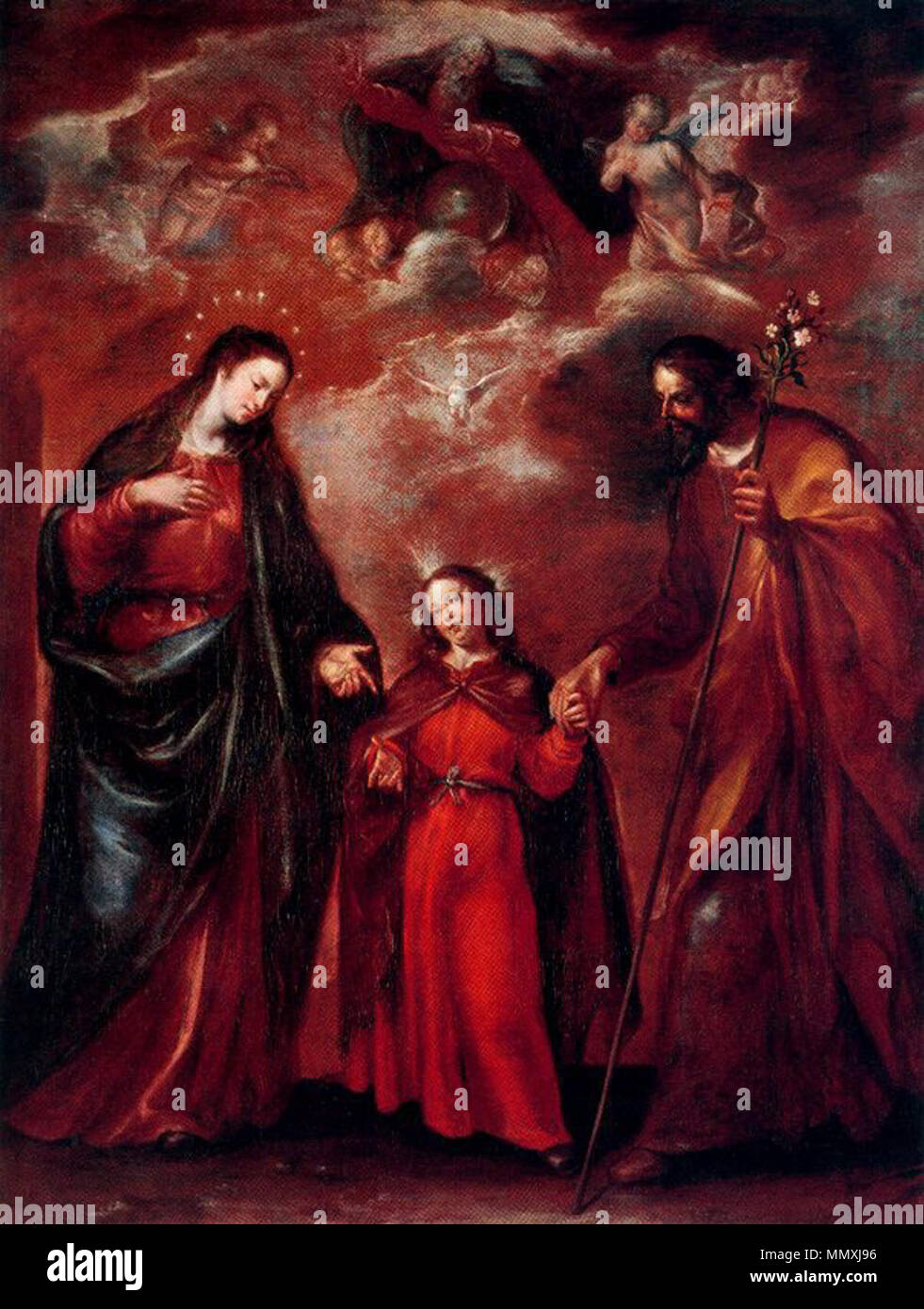 Fr Camilo Sagrada familia Óleo sobre lienzo. 0.1.57 x 1.20 cm. Museo del Prado Stock Photo