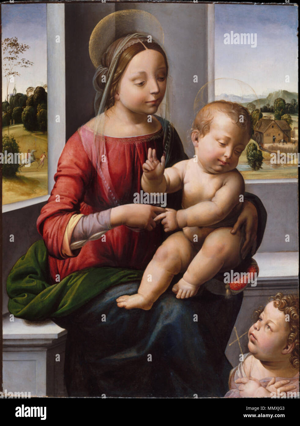 Madonna col bambino e san Giovannino. circa 1497. Fra bartolomeo, madonna col bambino e san giovannino Stock Photo