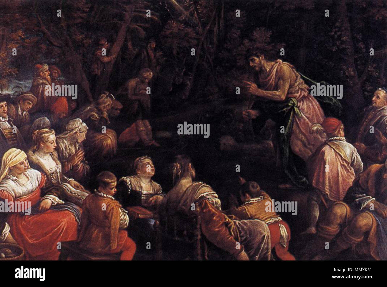 English: St John the Baptist Preaching . 1570. Francesco Bassano the Younger - St John the Baptist Preaching - WGA01418 Stock Photo