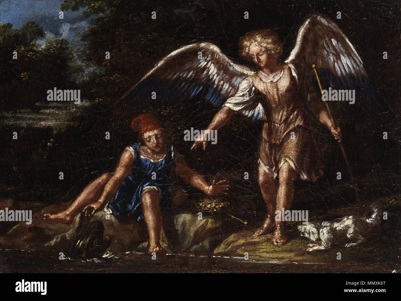 Tobias und der Engel. Öl auf Leinwand. 20 x 14 cm. . by 1682. Francesco  Cozza (1605–1682) Alternative names Cozza; François Cozza; Cozza Eleve du  Dominiquin; Fran:co Coza; francesco Cozzi; F.