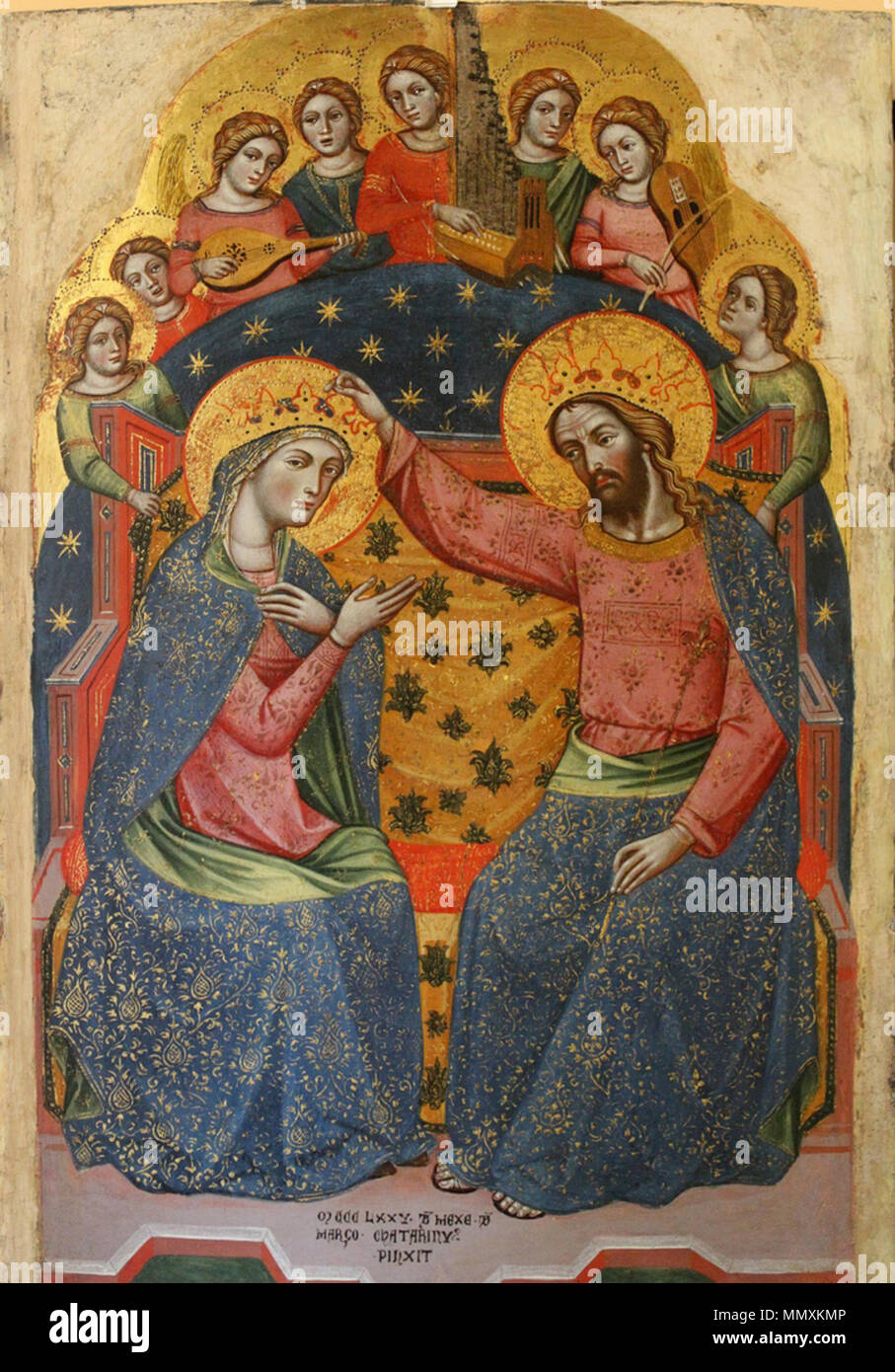 3 Catarino. Coronation of the Virgin. 1375г Gallerie dell'Accademia, Venice Stock Photo