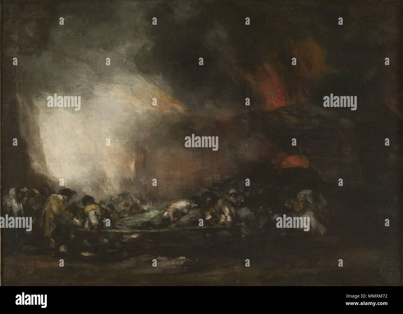 Español: Incendio de un hospital . circa 1808. Francisco de Goya - Incendio de un hospital Stock Photo