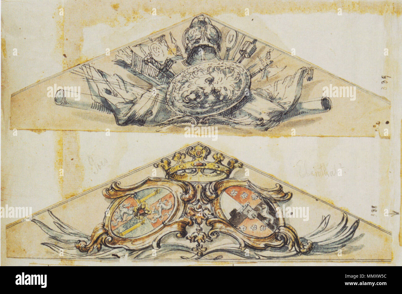Fromiller - Entwurf für eine Portalbekrönung auf Schloss Ebenthal Stock Photo