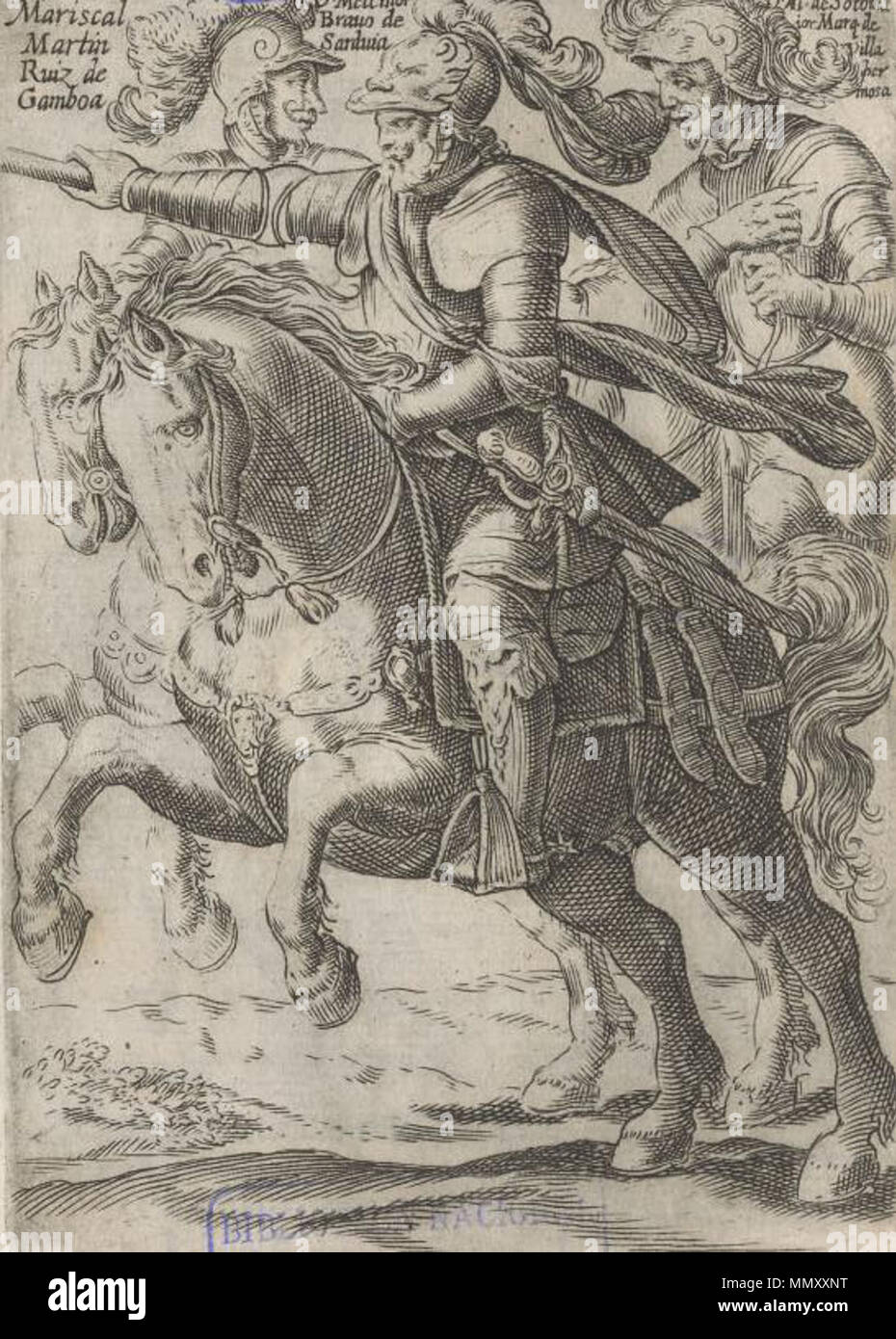 Espanol Martin Ruiz De Gamboa Melchor Bravo De Saravia Y Alonso De Sotomayor Conquistadores Espanoles Aguafuerte