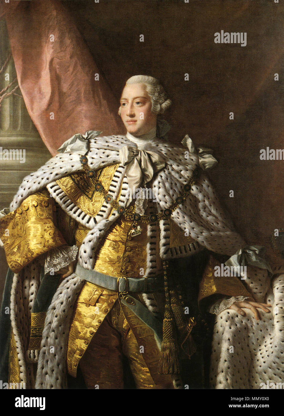 .      This PNG image has a thumbnail version at File: George III by studio of Allan Ramsay.jpg. Generally, the thumbnail version should be used when displaying the file from Commons, in order to reduce the file size of thumbnail images. Any edits to the image should be based on this PNG version in order to prevent generational loss, and both versions should be updated. See here for more information. Deutsch | English | suomi | français | македонски | മലയാളം | português | русский | +/−  King George III. Purchased by NPG in 1866. George III by studio of Allan Ramsay Stock Photo