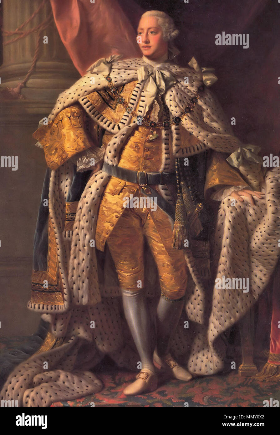 English: King George III (in coronation robes) Français : Le Roi George III  (en habit de couronnement) . circa 1761-1762. George III in Coronation Robes  Stock Photo - Alamy