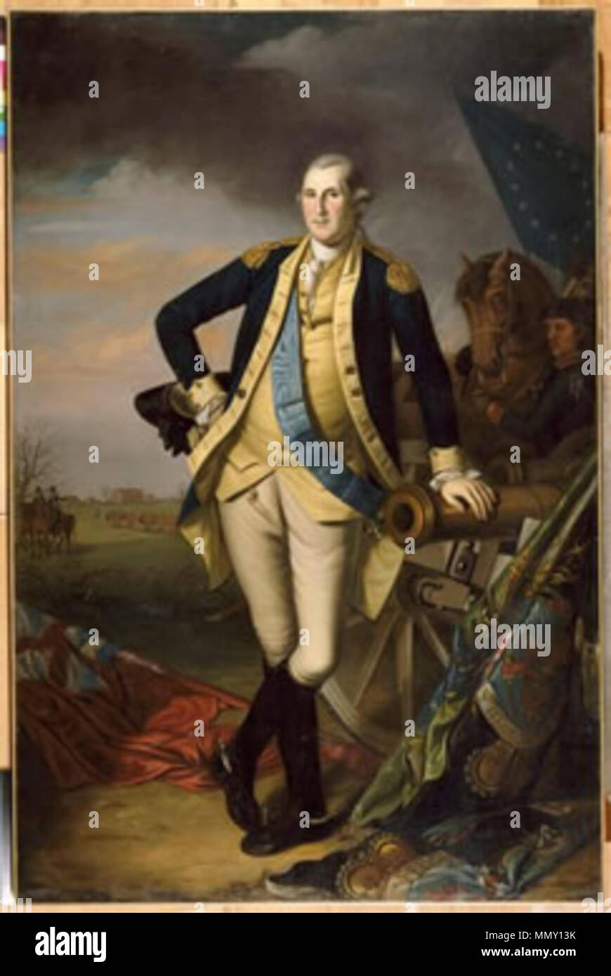 English: George Washington at the Battle of Princeton . 1779. 88-000339 Washington Stock Photo