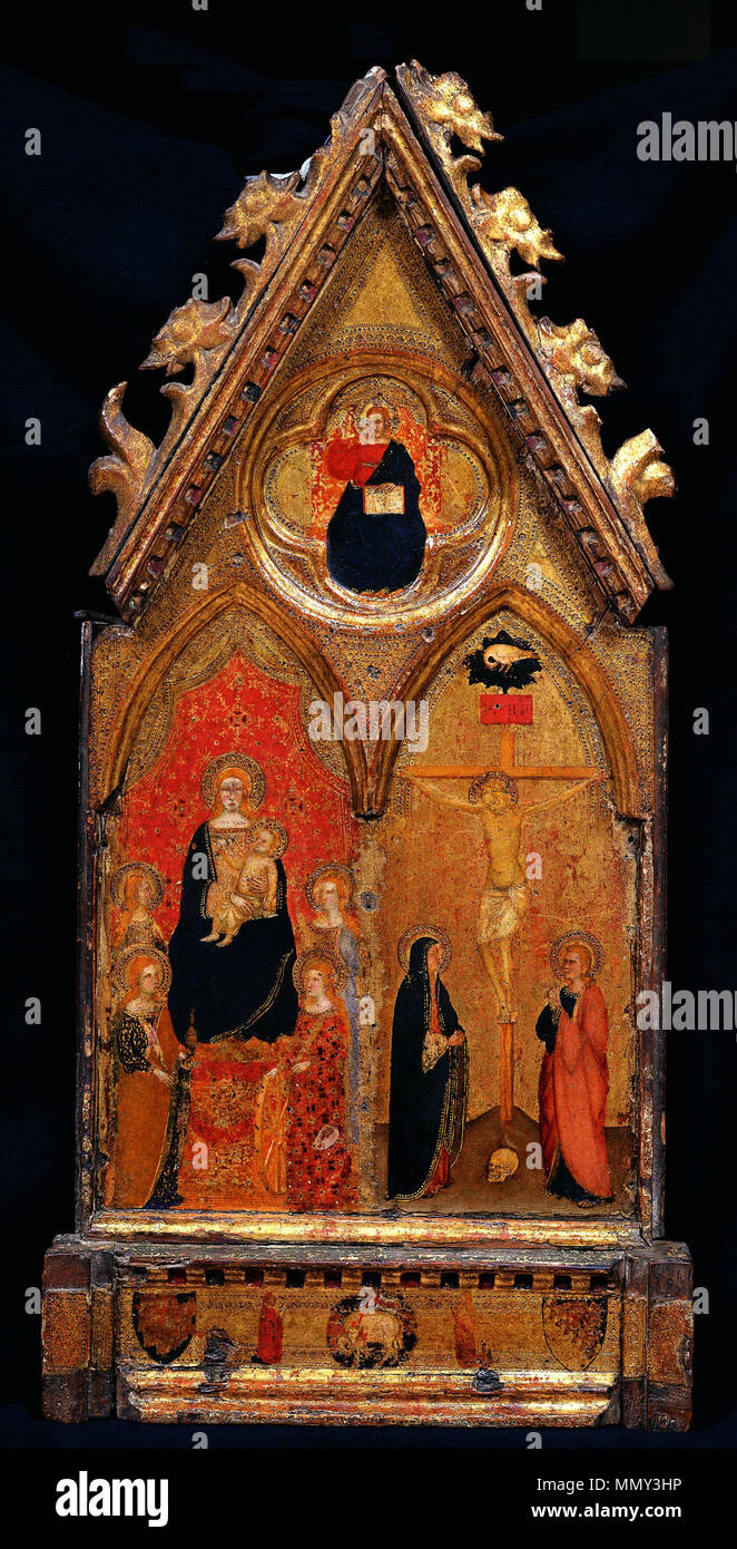 Madonna with Child and Four Saints; Crucifixion. circa 1348-49. Giottino. Stock Photo
