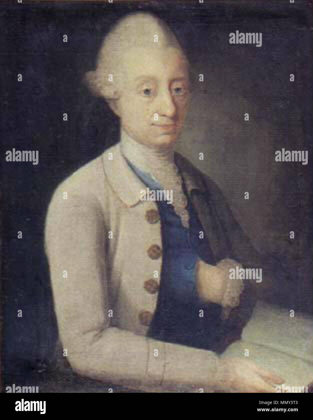 Den herre i lys jakke og blå vest . 18th century. A gentleman by Beenfeldt  Stock Photo - Alamy