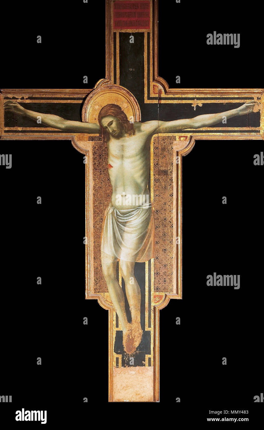 Giotto. the-crucifix-1310-17. 430х303 cm. Rimini, Tempio Malatestiano Stock Photo