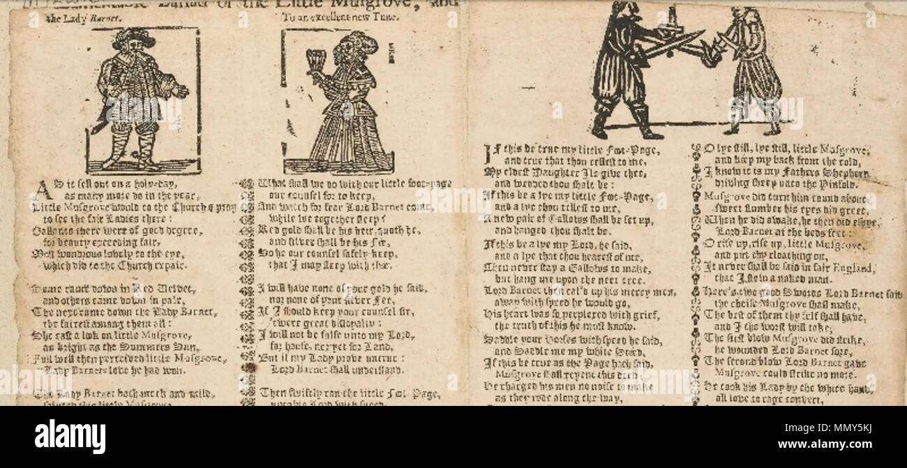 English A Lamentable Ballad Of The Little Musgrove And The Lady Barnet An Ancient Broadside Before 1675 A Lamentable Ballad Of The Little Musgrove And The Lady Barnet Stock Photo Alamy