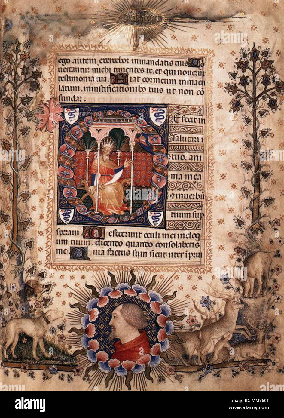 English: Psalm 118 (119):81 . circa 1395. Giovannino de' grassi, Psalm  118-81, Biblioteca Nazionale, Florence Stock Photo - Alamy