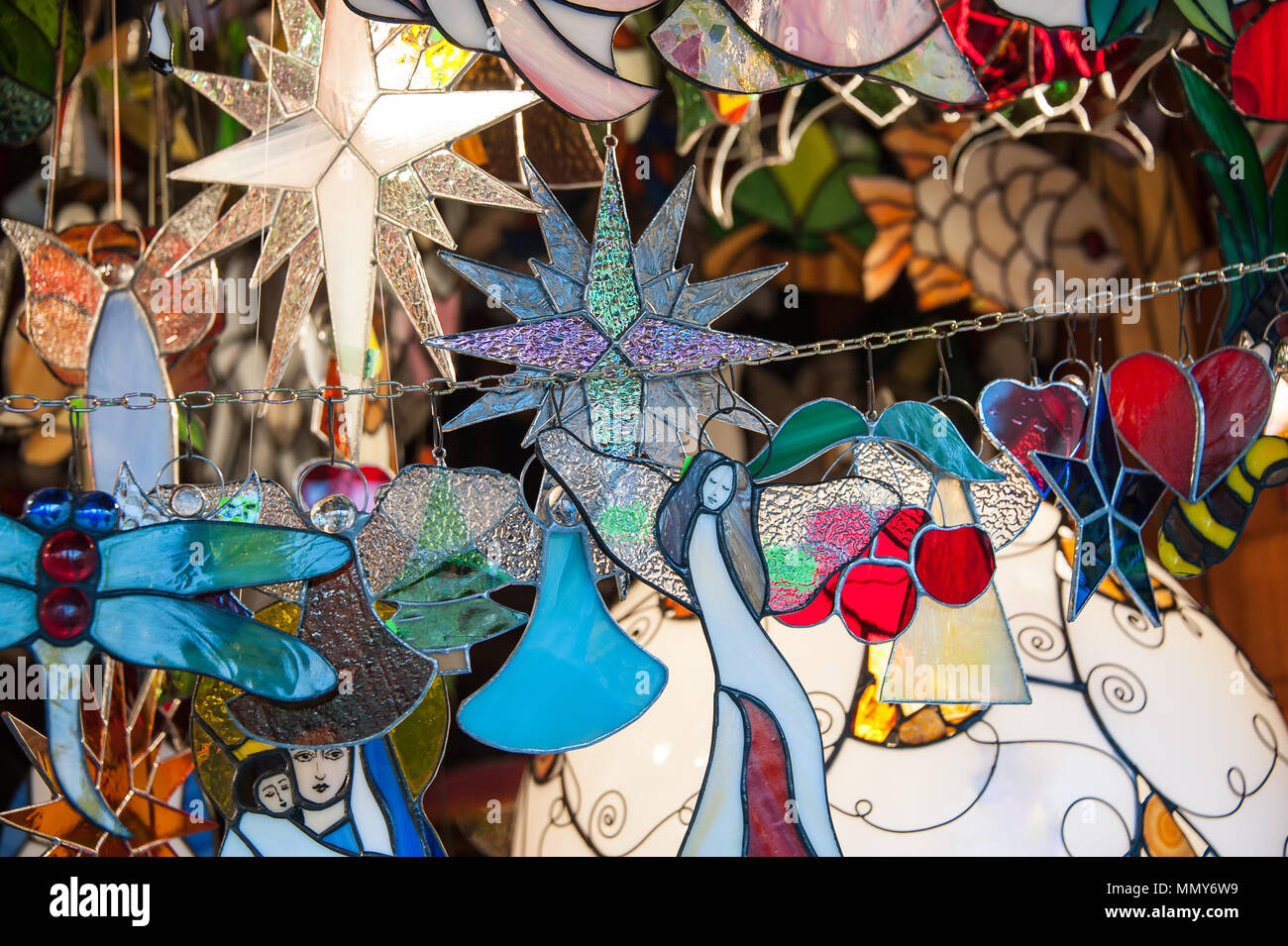 Pretty Christmas Decorations For Sale At An Advent Market In