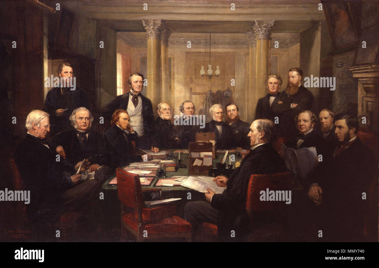 . See source website for additional information.  English: Gladstone's Cabinet of 1868 . between 1869 and 1874. Gladstone's Cabinet of 1868 by Lowes Cato Dickinson Stock Photo