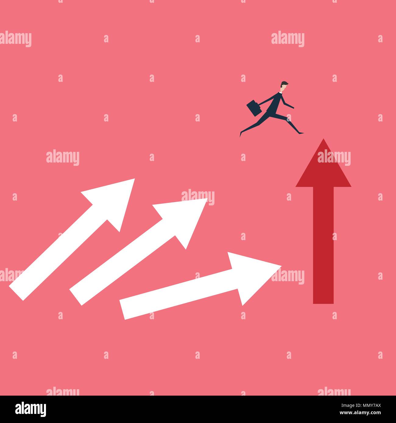Minimalist stile. vector business finance. businessman jumping over chasm vector concept. Symbol of business success, challenge, risk, courage Stock Vector