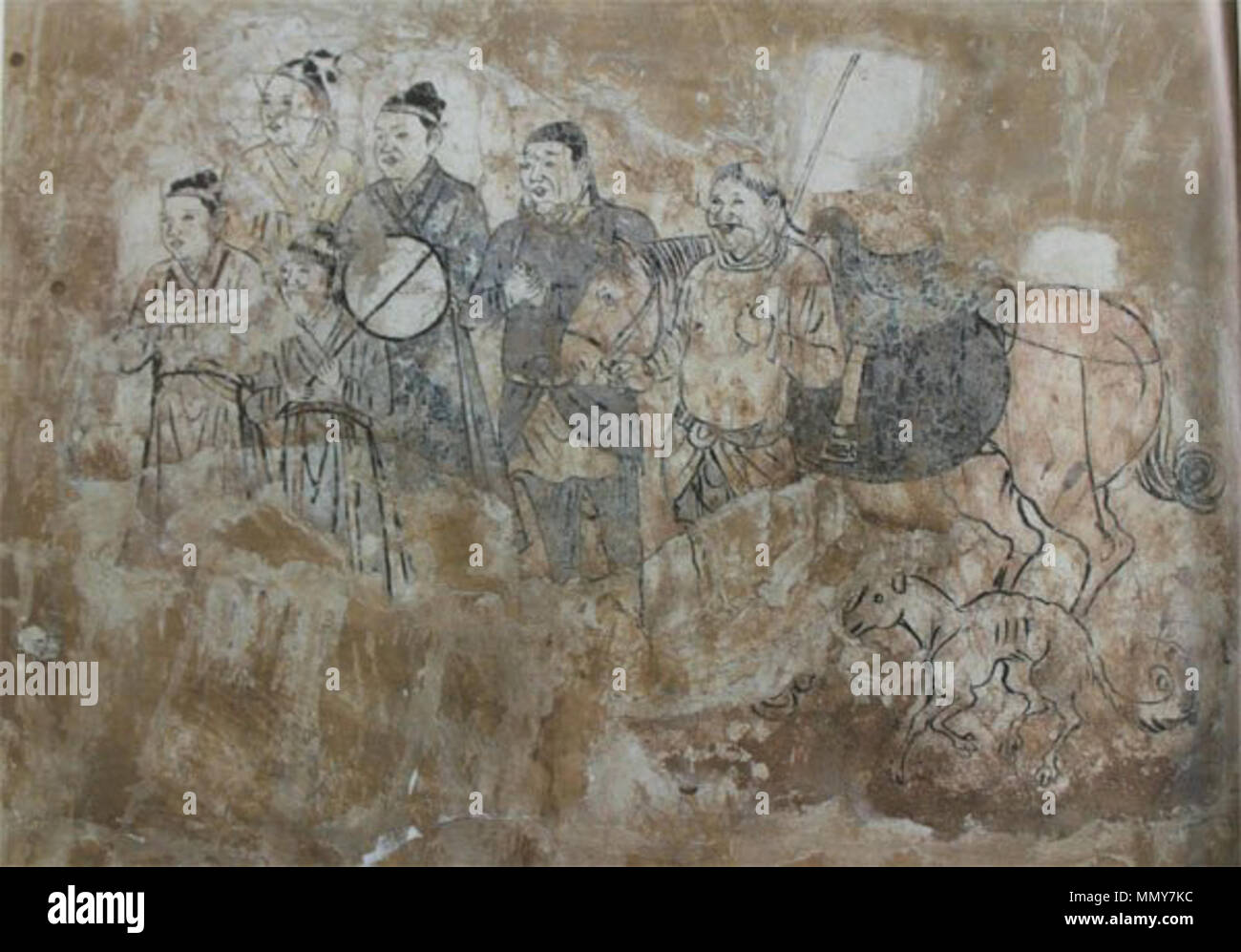 . English: Going out, Mural from Tomb in Aohan, Liao Dynasty 中文 ...