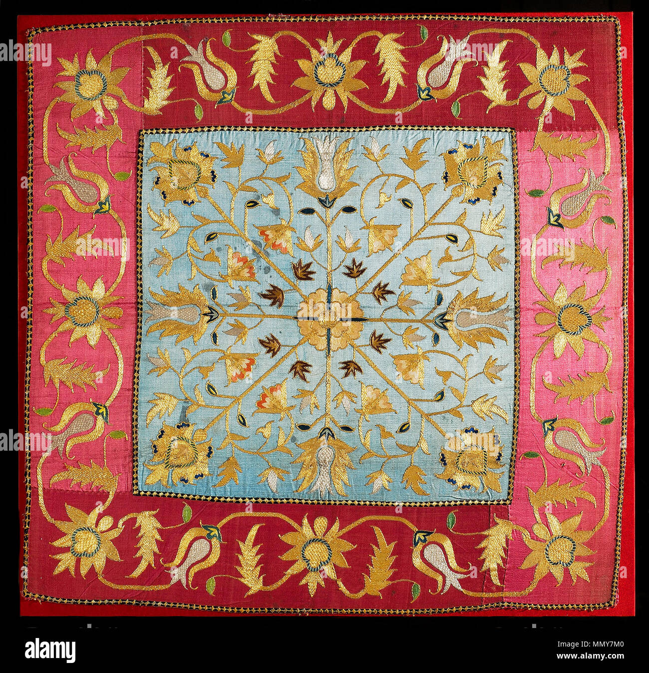 Indian Crafts Embroidery in gold thread on hand woven silk sari fabric from  Mysore Karnataka detail Stock Photo - Alamy