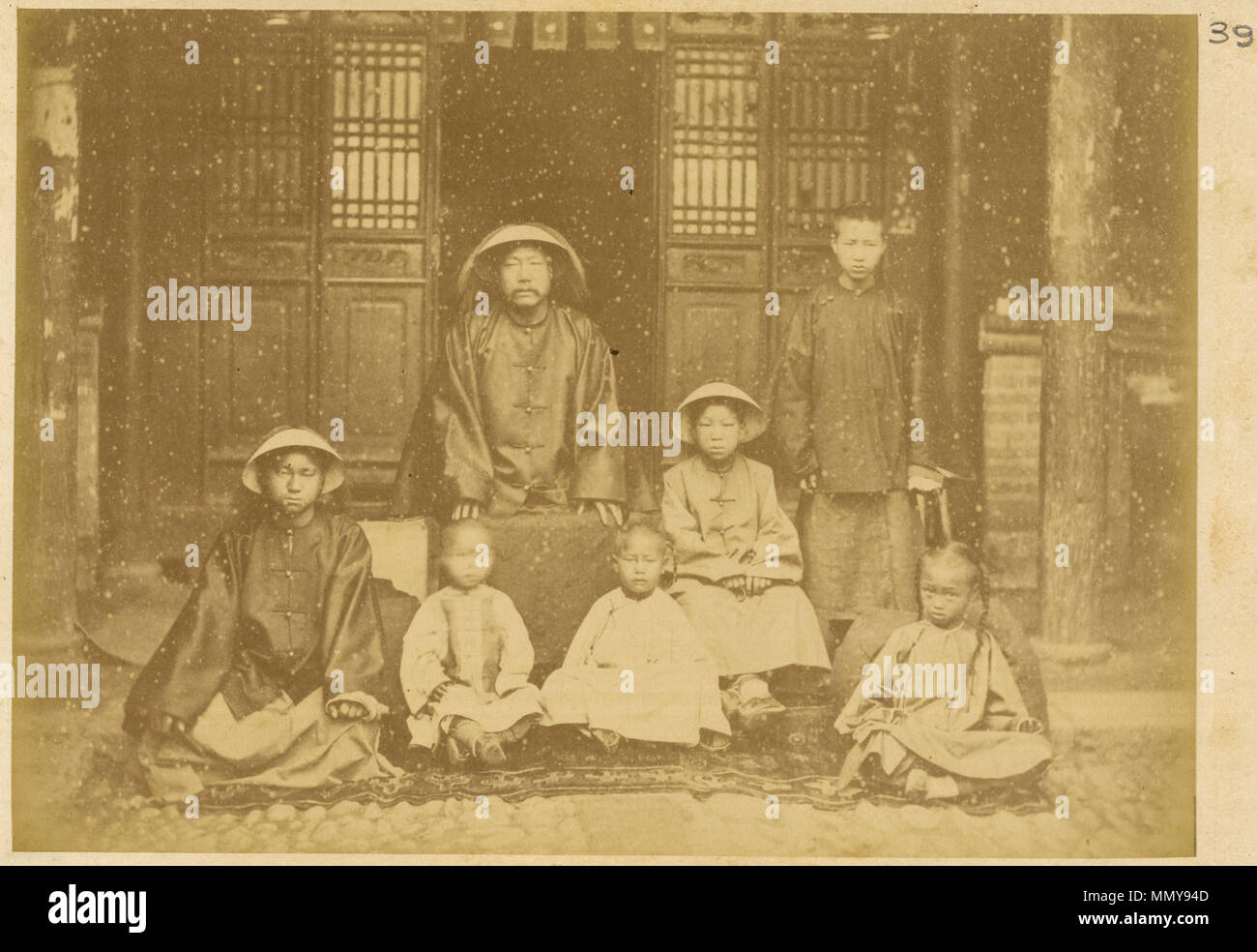 A Scholar’s Family. His Wife Is Not Present, for Strict Confucian Families Did Not Allow Women Out of Their Homes. China, 1874-75 WDL1931 Stock Photo