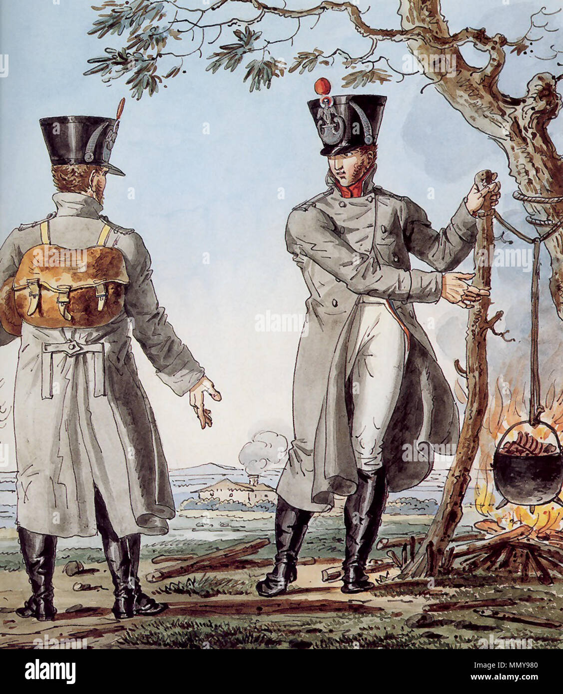 Grande Armée Light Infantry Officers in Greatcoats Stock Photo Alamy