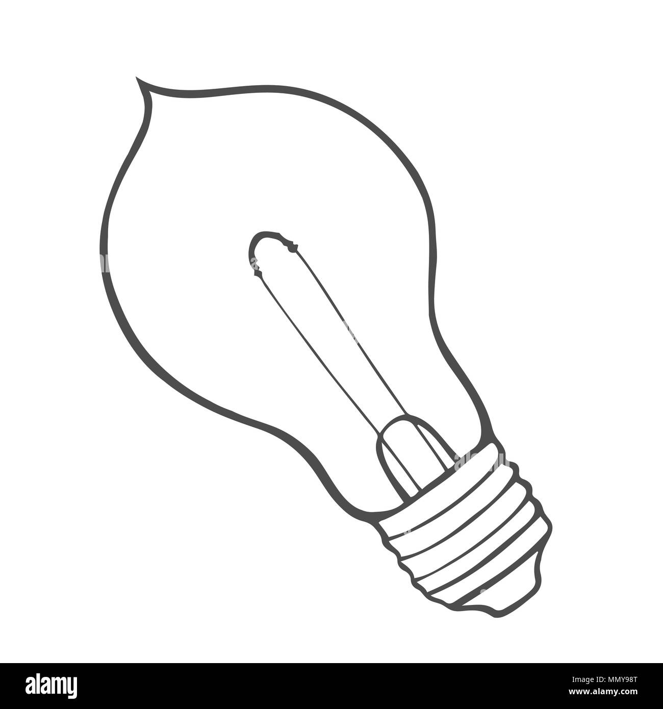 Hand Drawn Sketch Of Glowing Light Bulb Creative Idea