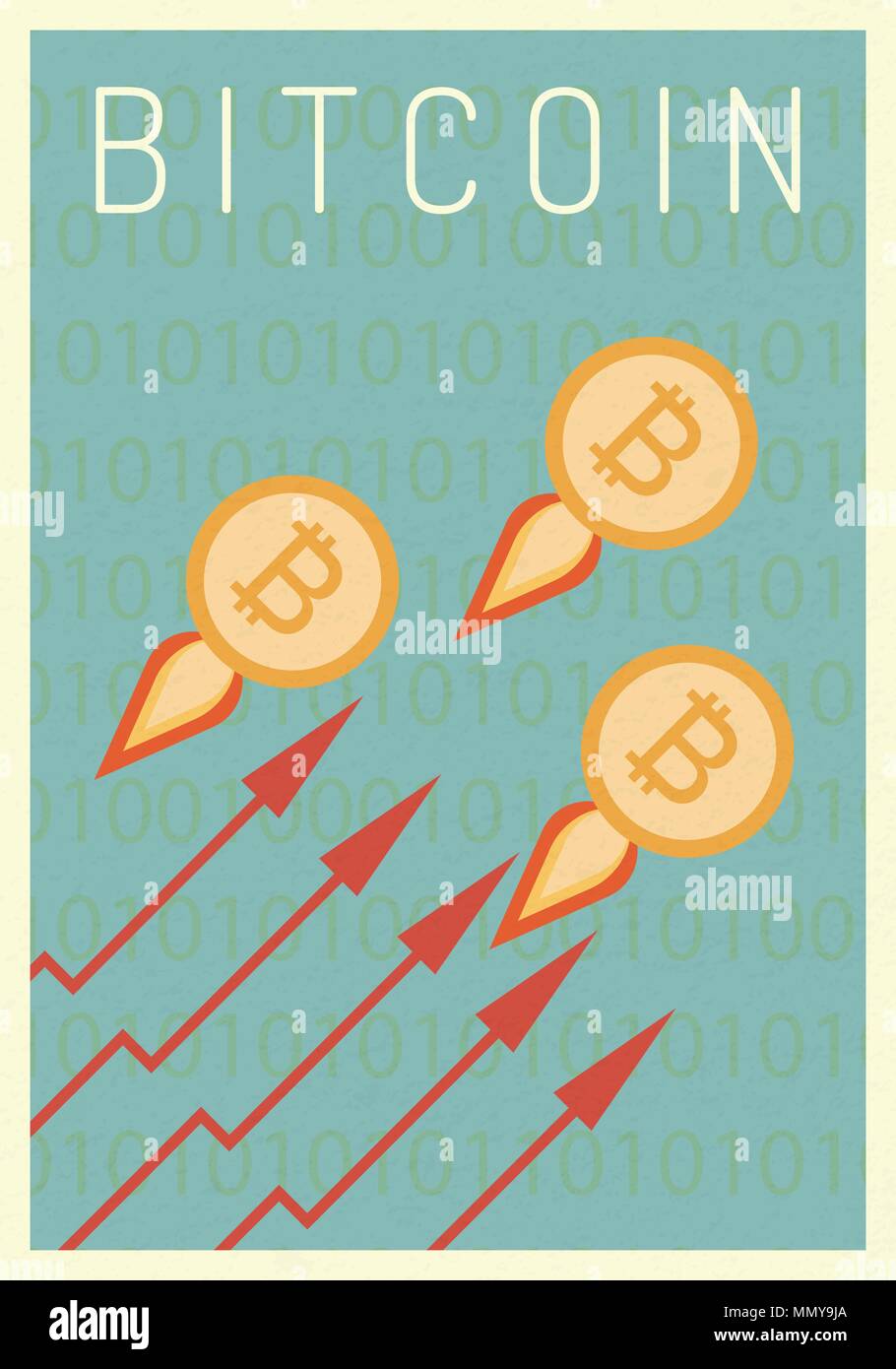 Gold bitcoin with jet . vector business finance. Growth, economy, investment  and technology,Leadership concept, Minimalist retro poster Stock Vector  Image & Art - Alamy