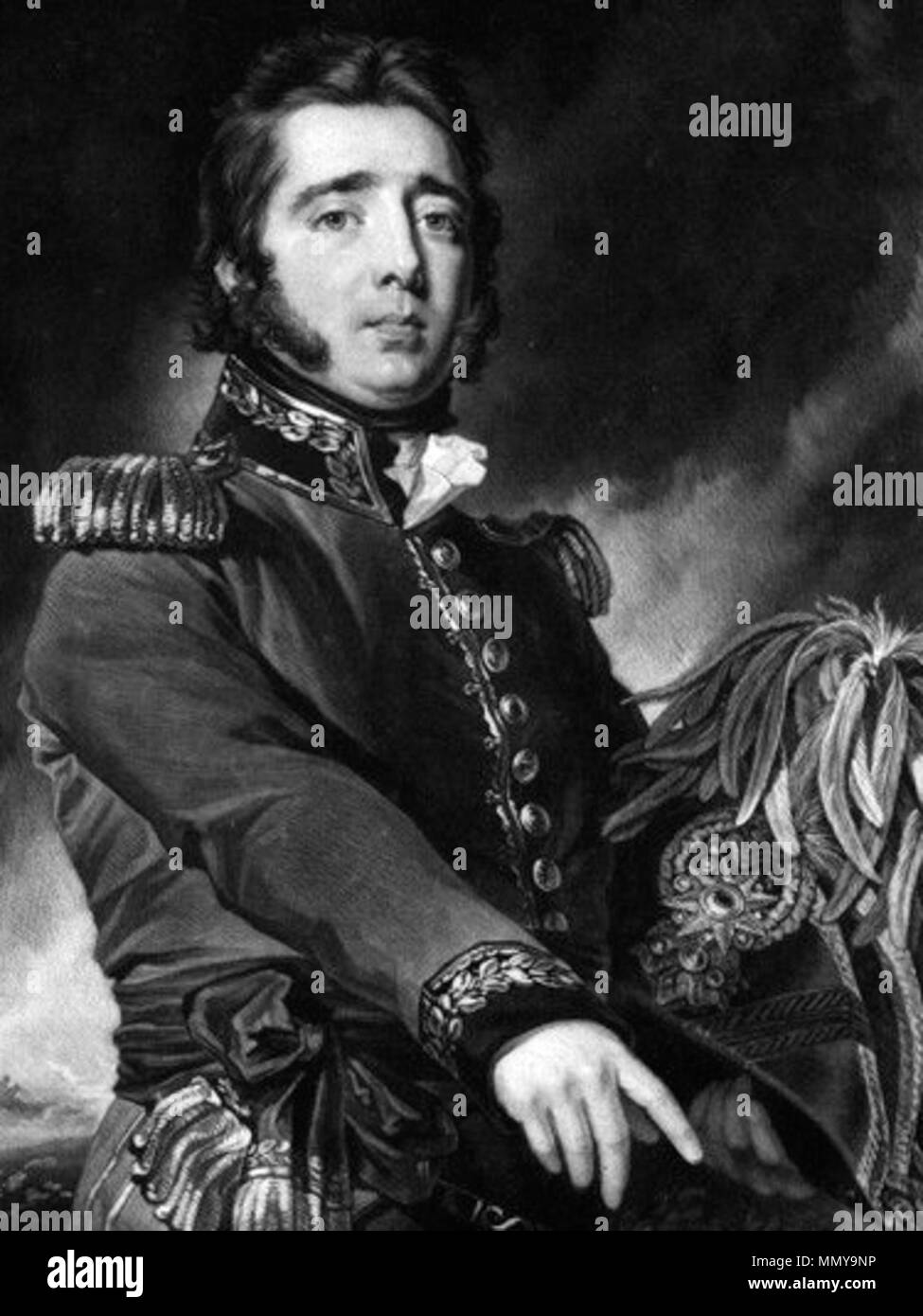 . English: General Gregor MacGregor (1786–1845), who, after fighting in the South American wars of independence, returned to Britain and falsely claimed to have been made 'cacique' of a fictional Central American country, 'Poyais', all in an effort to defraud land investors. Nearly 200 died in 1822 and 1823 in connection with MacGregor's deception, having immigrated to his invented country.  . between 1820 and 1835. Samuel William Reynolds (1773–1835), after Simon Jacques Rochard (1788–1872) Gregor MacGregor Stock Photo