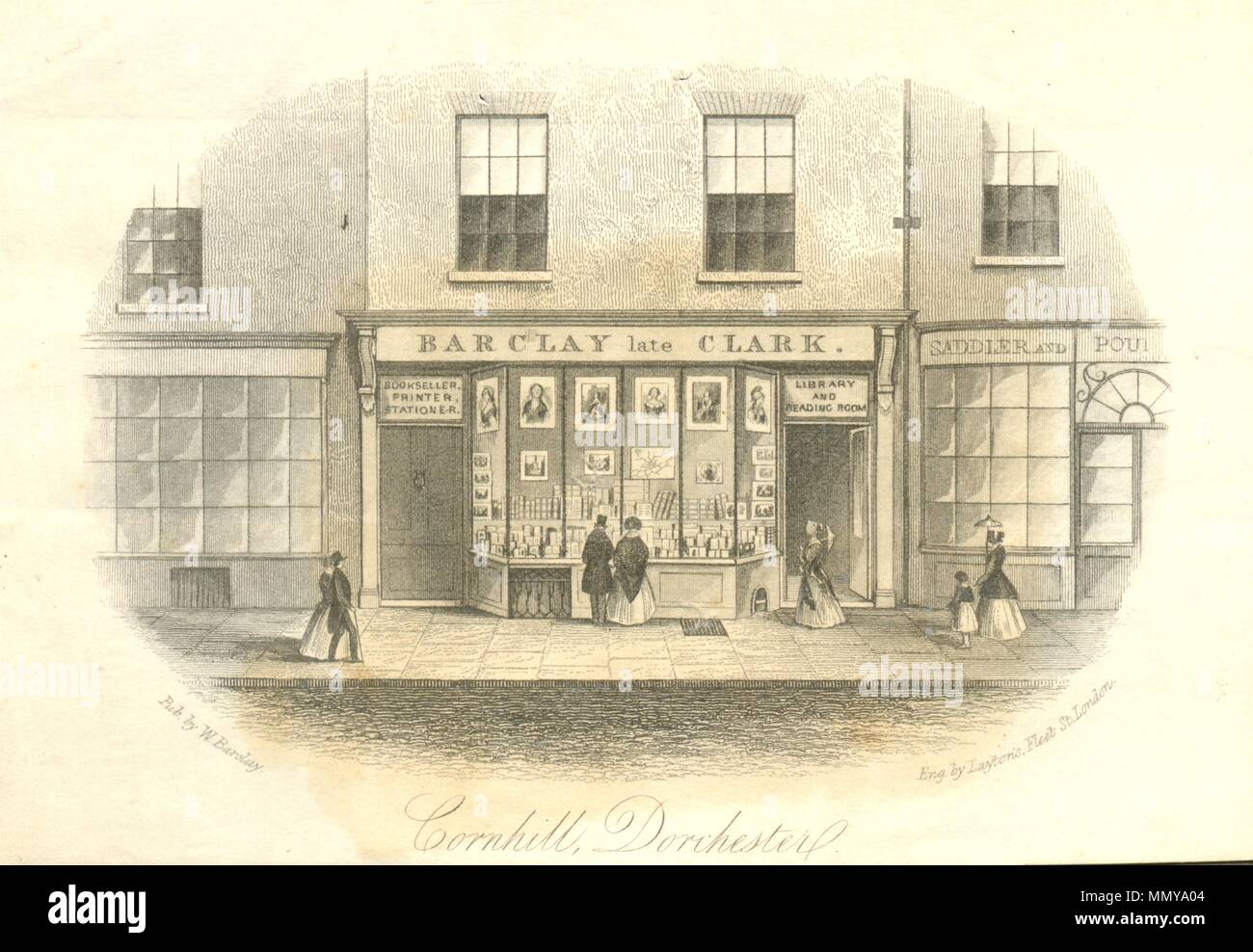 Pictorial writing paper of Cornhill, Dorchester circa 1845 Stock Photo
