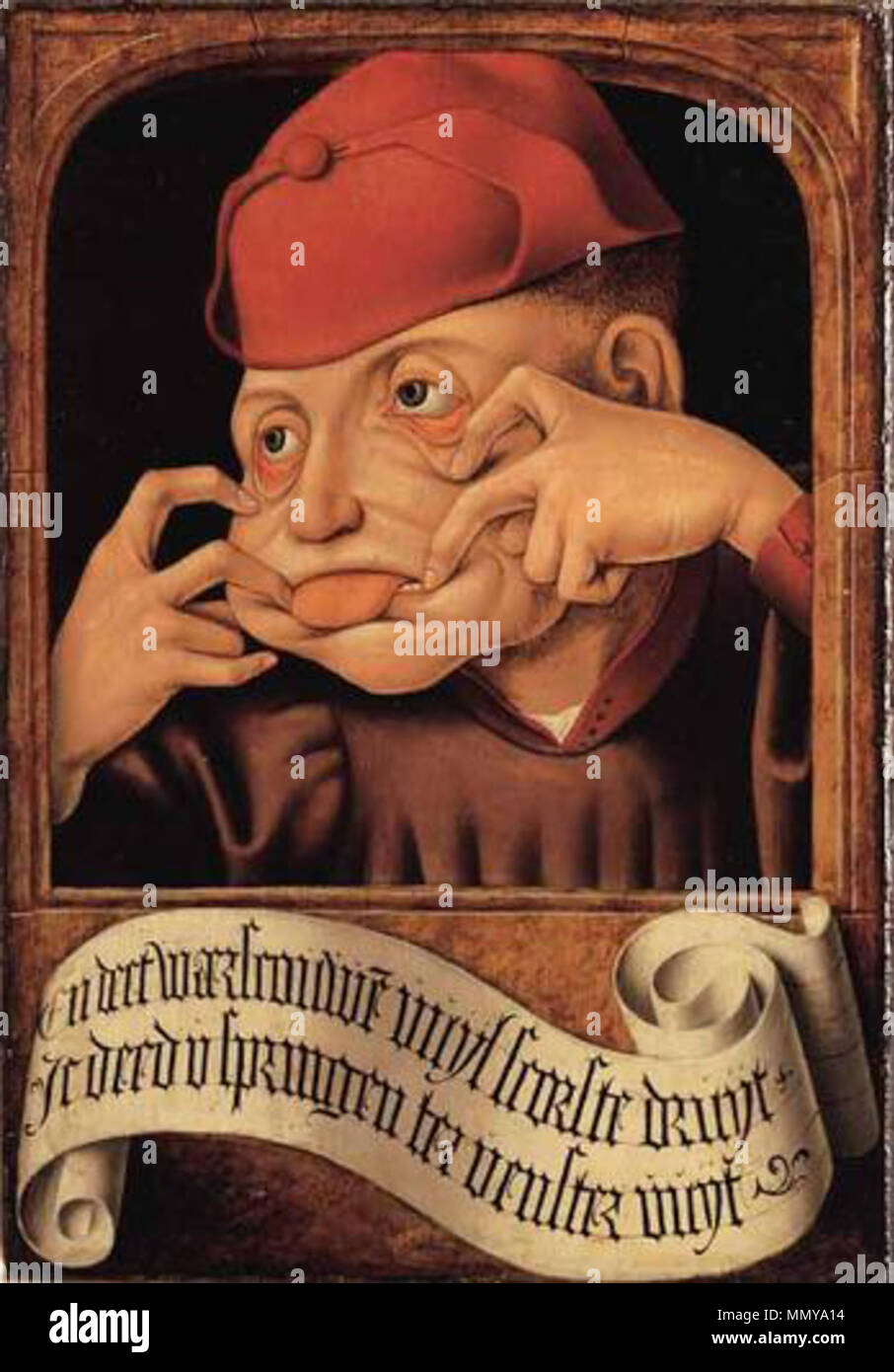 Français : Homme grimaçant - Diptyque satirique flamand . early 16th  century [1]. Grimace - Anonyme flamand Stock Photo - Alamy