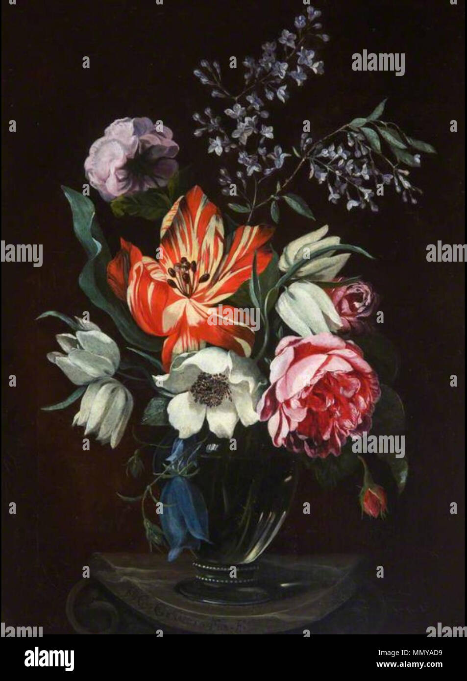 .  English: Tulips, Roses and Other Flowers  . 17th century.   Gualterus Gysaerts  (1649 – after 1677)    Alternative names Gualterus Gijsaerts, Wouter Gijsaerts, Gualterus Gijseerts, Wouter Gijseerts, Wouter Gysaerts, Woutier Gysaerts, Gauthier Gysaerts, Gualterus Gyseerts, Wouter Gyseerts  Description Flemish painter  Date of birth/death 1649 after 1677  Location of birth/death Antwerp Mechelen  Work period from 1662 until 1677  Work location Antwerp (1662-1670), Mechelen (1677)  Authority control  : Q17424967 VIAF:?306063446 ULAN:?500013050 BPN:?34421666 RKD:?34800 Gualterus Gijsaerts - Tul Stock Photo