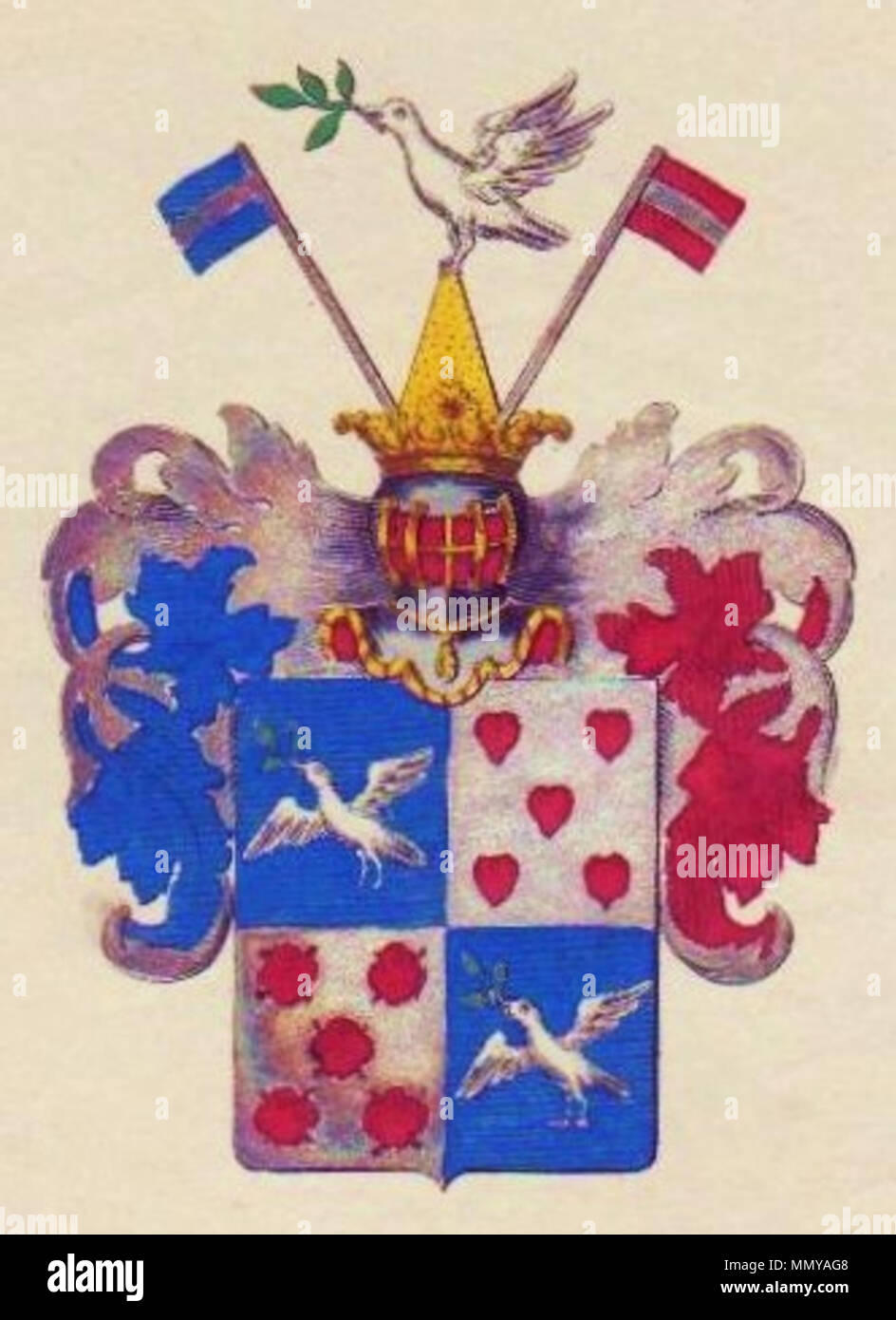 . Wappen der von Gülich (1799; Feld 1 und 4: Stammwappen dieses im 16. Jh. in Osnabrück ratsgesessenen Geschlechts) Guelich-Wappen MWB Stock Photo