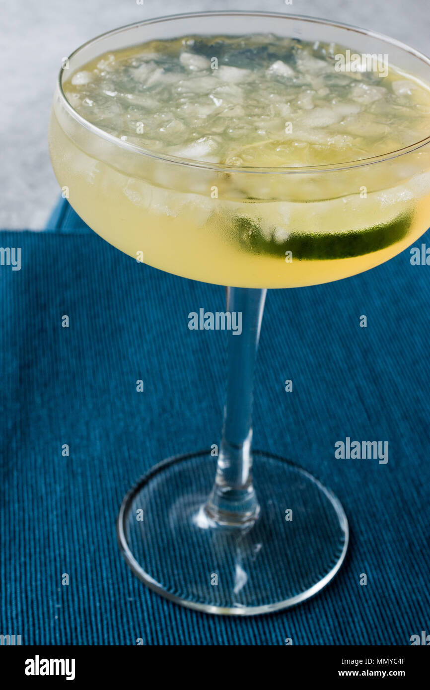 Gin Gimlet Cocktail with Lime and Crushed Ice. Beverage Concept Stock
