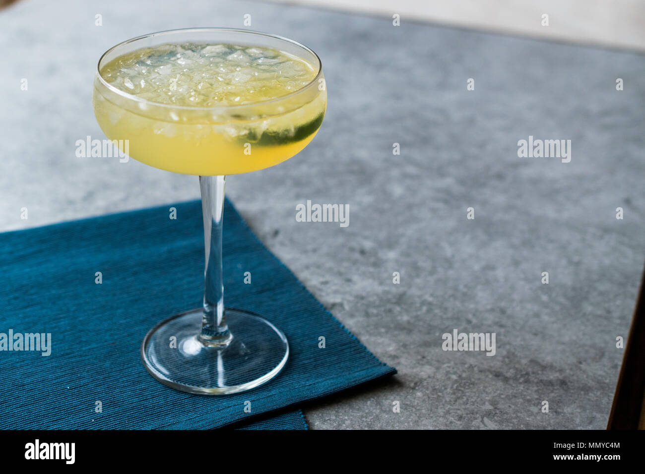 Gin Gimlet Cocktail with Lime and Crushed Ice. Beverage Concept Stock