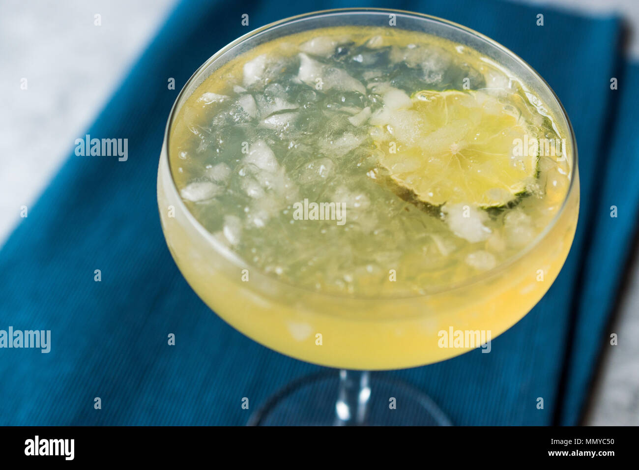 Gin Gimlet Cocktail with Lime and Crushed Ice. Beverage Concept Stock