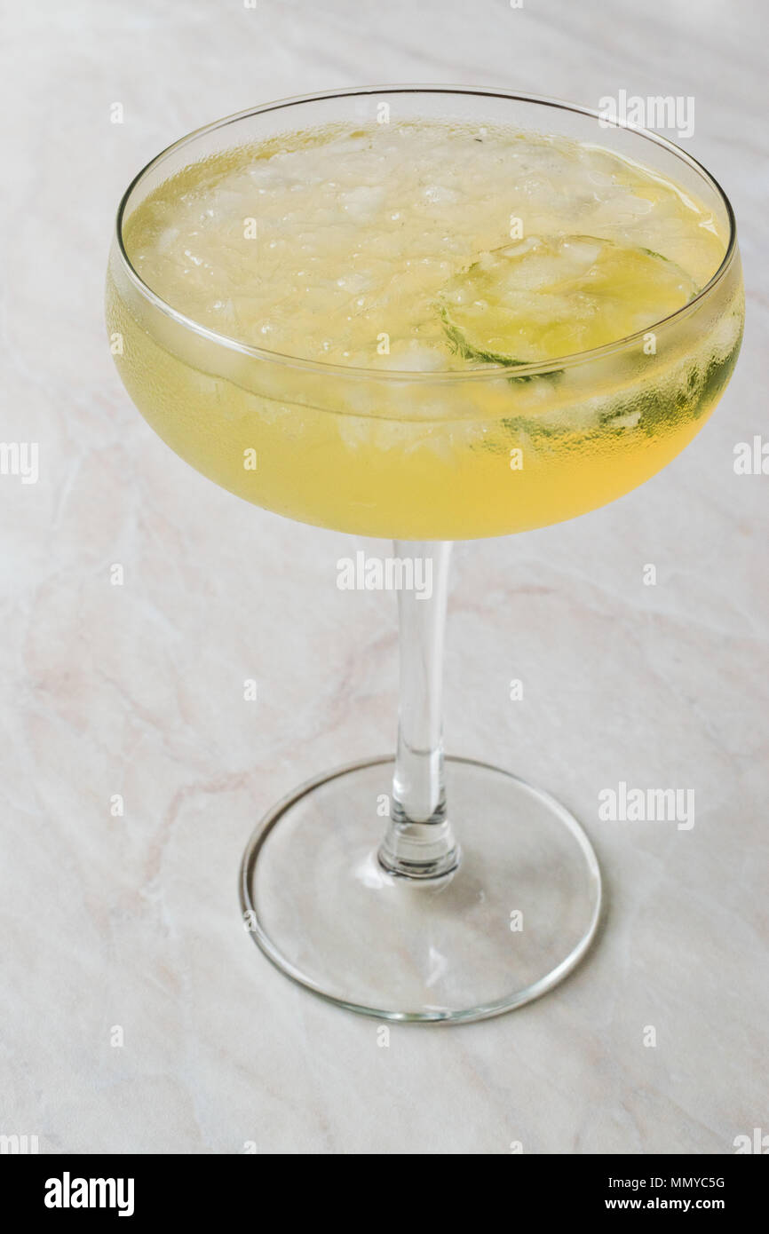 Gin Gimlet Cocktail with Lime and Crushed Ice. Beverage Concept Stock