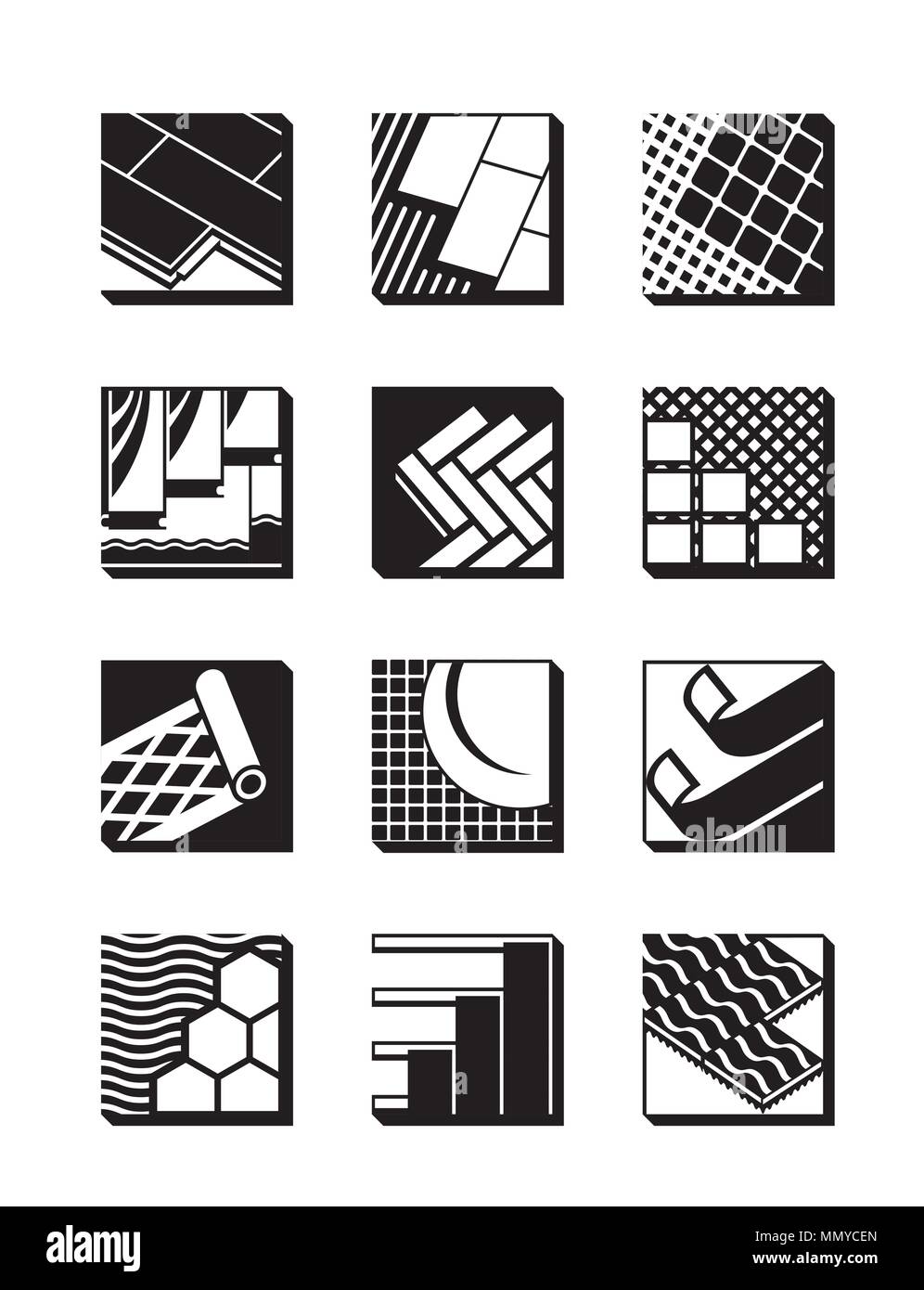 Decorative flooring icon set - vector illustration Stock Vector