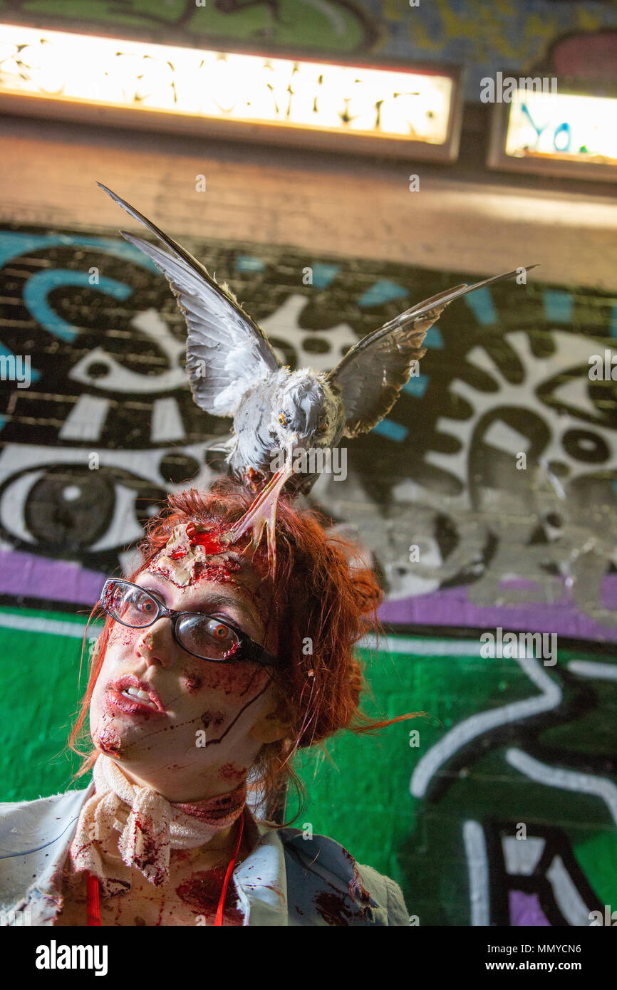 Zombies take part in the annual London zombie walk Stock Photo