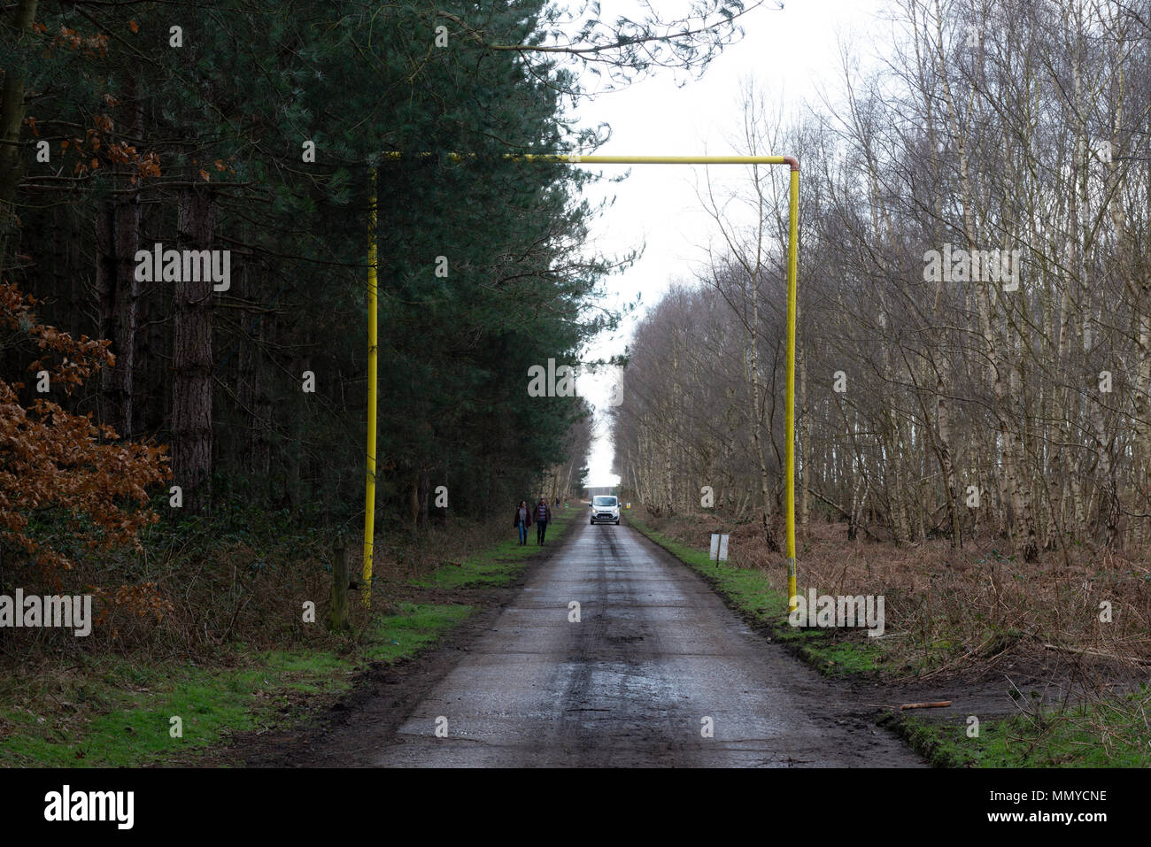 East Gate road at the former USAF military airbase, Woodbridge, Suffolk, UK. Stock Photo