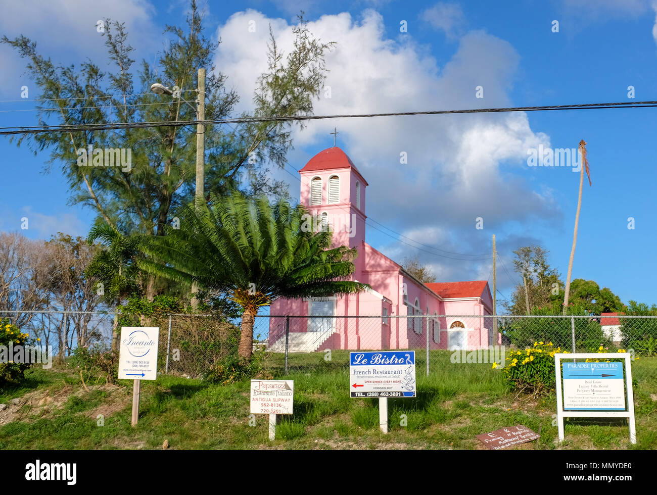 Antigua Lesser Antilles islands in the Caribbean West Indies - One of the many colourful  churches Photograph taken by Simon Dack Stock Photo