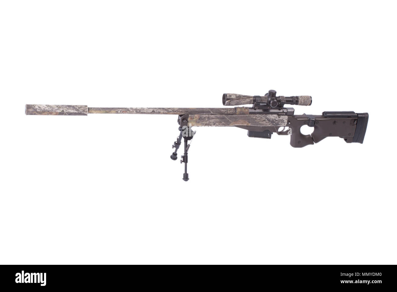 camouflaged sniper rifle with scope Stock Photo - Alamy