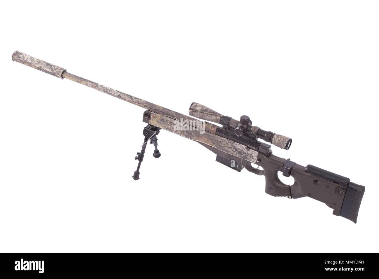 camouflaged sniper rifle with scope Stock Photo - Alamy