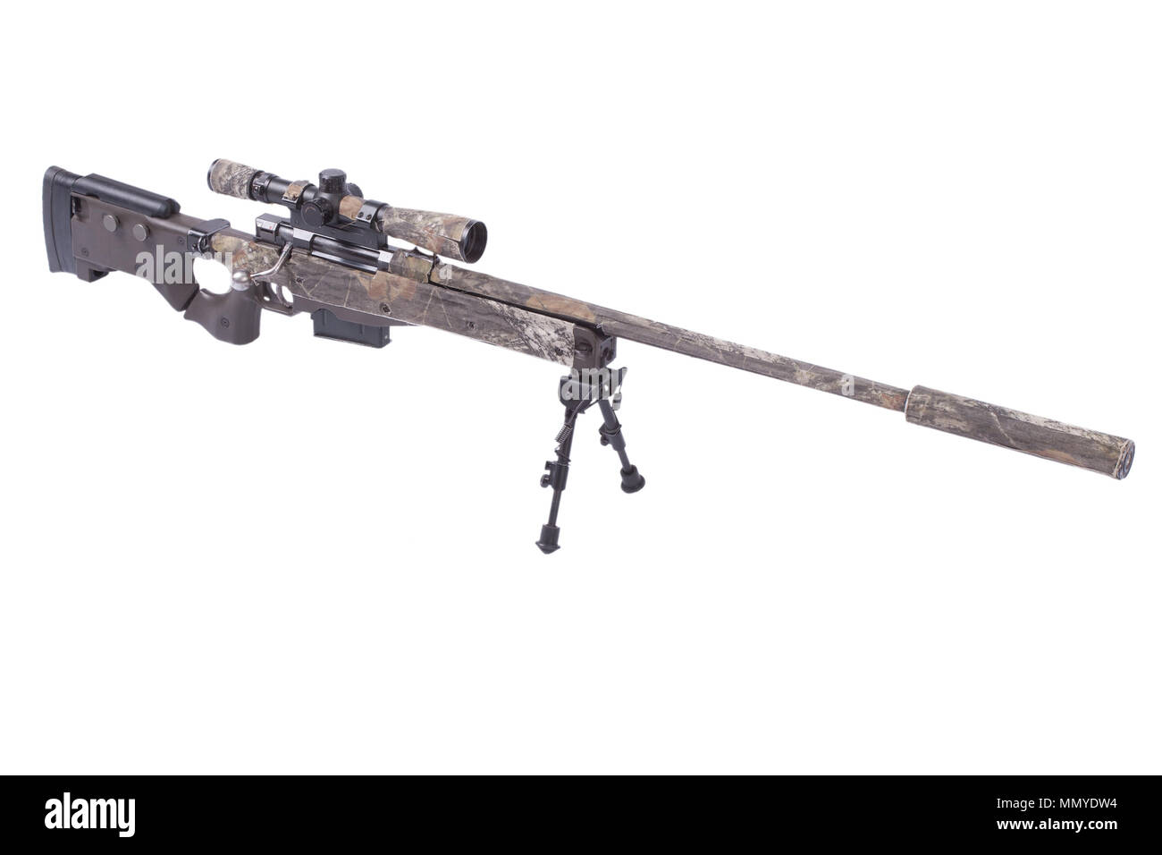 camouflaged sniper rifle with scope Stock Photo - Alamy